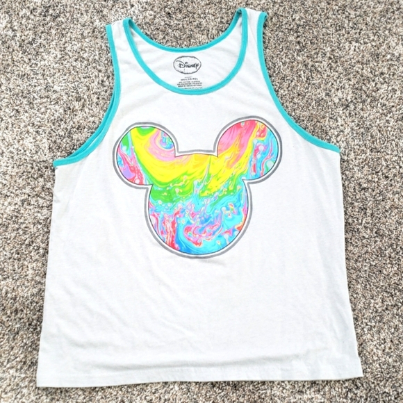 Disney | Mickey Face Tie Dye Rainbow Colored Tank Top Tee - Picture 1 of 3